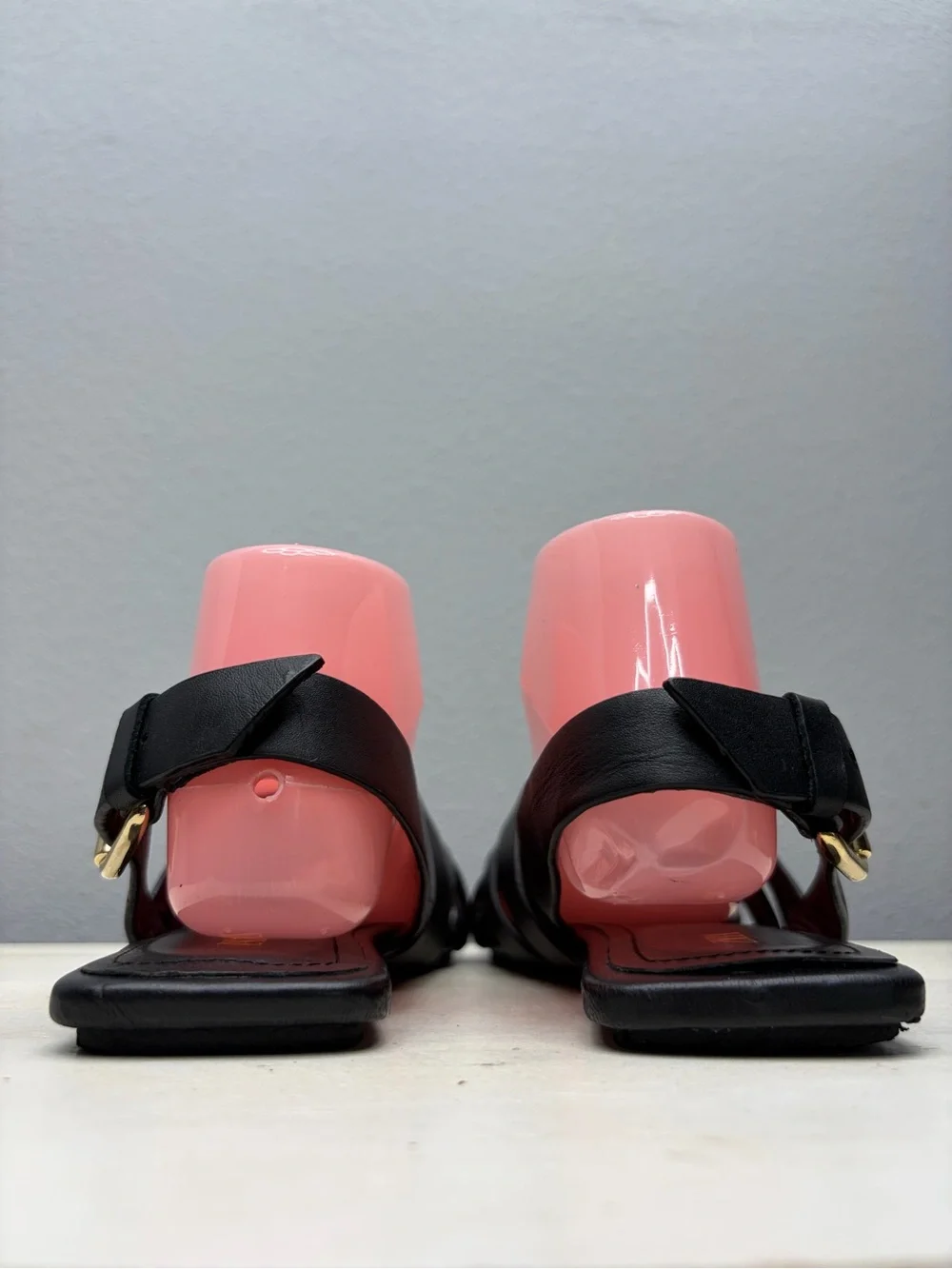 Zara Black Leather Strappy Leather Sandals Size 38 - Picture 4 of 7